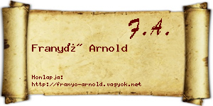 Franyó Arnold névjegykártya